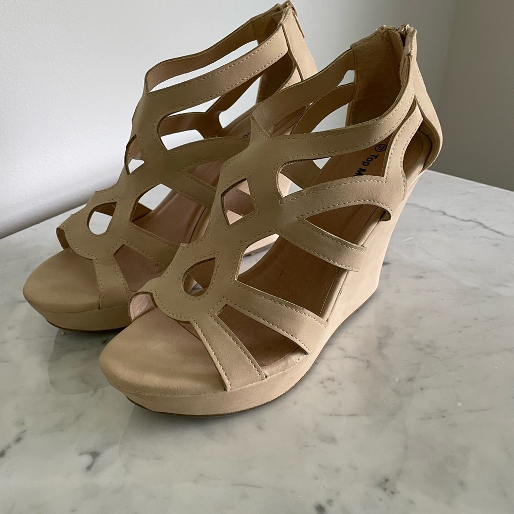 Tan Wedge Sandals